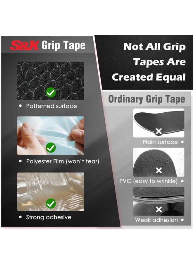 SX Black Skateboard Grip Tape 12” x 48” - Single Sheet, Hexagonal Pattern for Superior Grip - Image 3