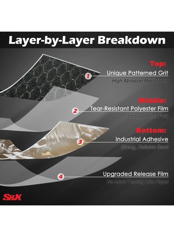 SX Black Skateboard Grip Tape 12” x 48” - Single Sheet, Hexagonal Pattern for Superior Grip - Image 2