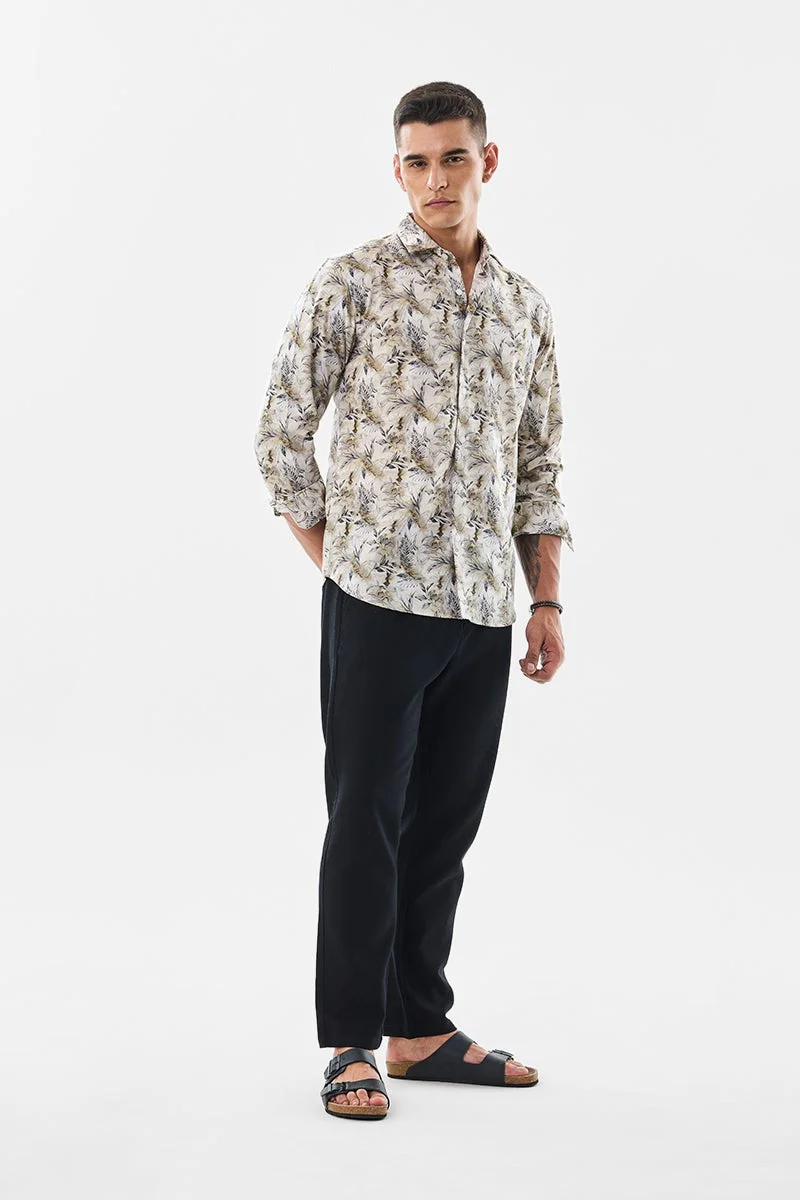SNITCH Beige Floral Long Sleeve Slim Fit Shirt