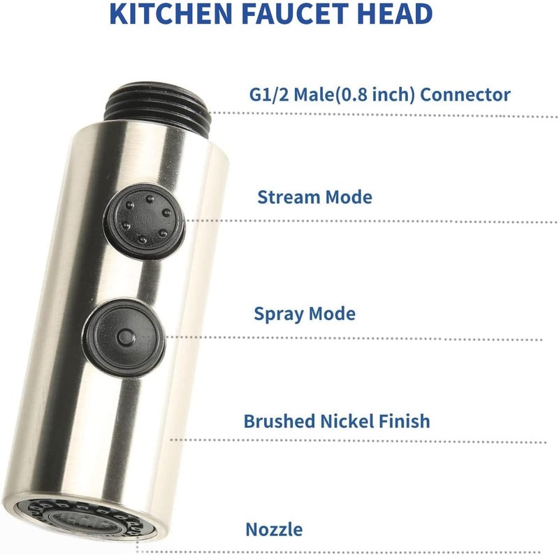 SIMSIN Kitchen Sink Faucet Sprayer Head, 2 Functions Sprayer Attachment for Faucet,Pull Down Faucet Head Replacement Part, G 1/2 Pull Out Spray Head for Kitchen Faucet Tap Sprayer Spout - Image 3