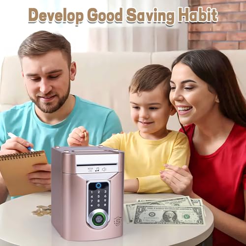 Refasy Touchscreen Piggy Bank ATM Bank Toy for Kids Age 312 Electronic Money Bank Coin Bank with Music Kids Safe Birthday Xmas Gifts Toys for 3 4 5 6 7 8 9 10 11 12 Year Old Boys Girls Rose Gold - Image 5