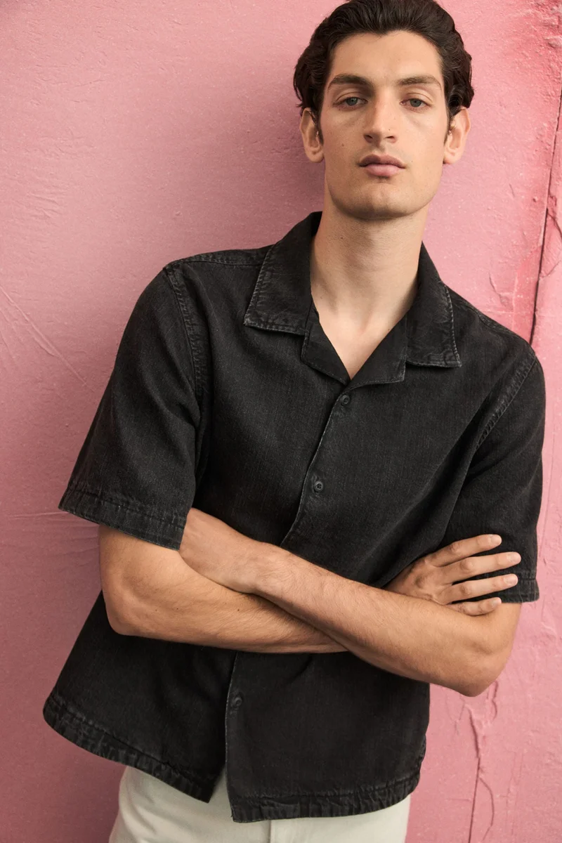 H&M  Regular Fit Denim resort shirt for Men | Best Price UAE