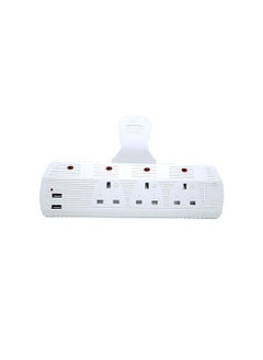 CASAIR 3 Way Adapter with 2USB Ports & Indicator Light UK Plug Travel Adapter Multi-Purpose 3 Pin AC Power Adapter, Power Extender with Built in Fuse for Travel Home Office (White)  - Image 1