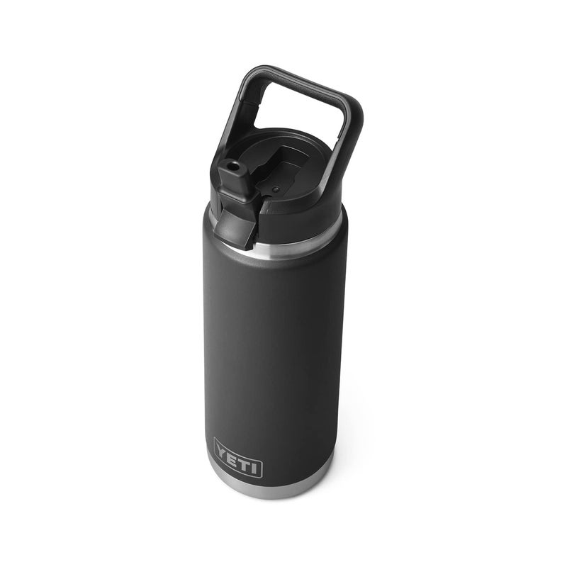 YETI Rambler 26 oz Bottle, Vacuum Insulated, Stainless Steel with Straw Cap, Black - Image 1