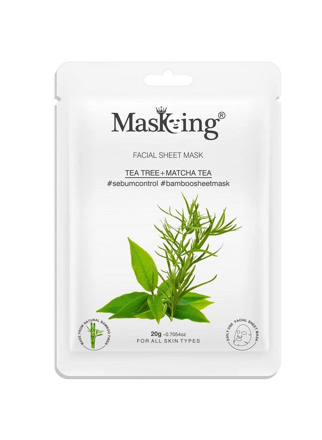 MasKing Bamboo Facial Sheet Mask of Tea Tree & Matcha Tea for Sebum Control Ideal for Women & Men 20ml, (Pack of 1) - Image 1