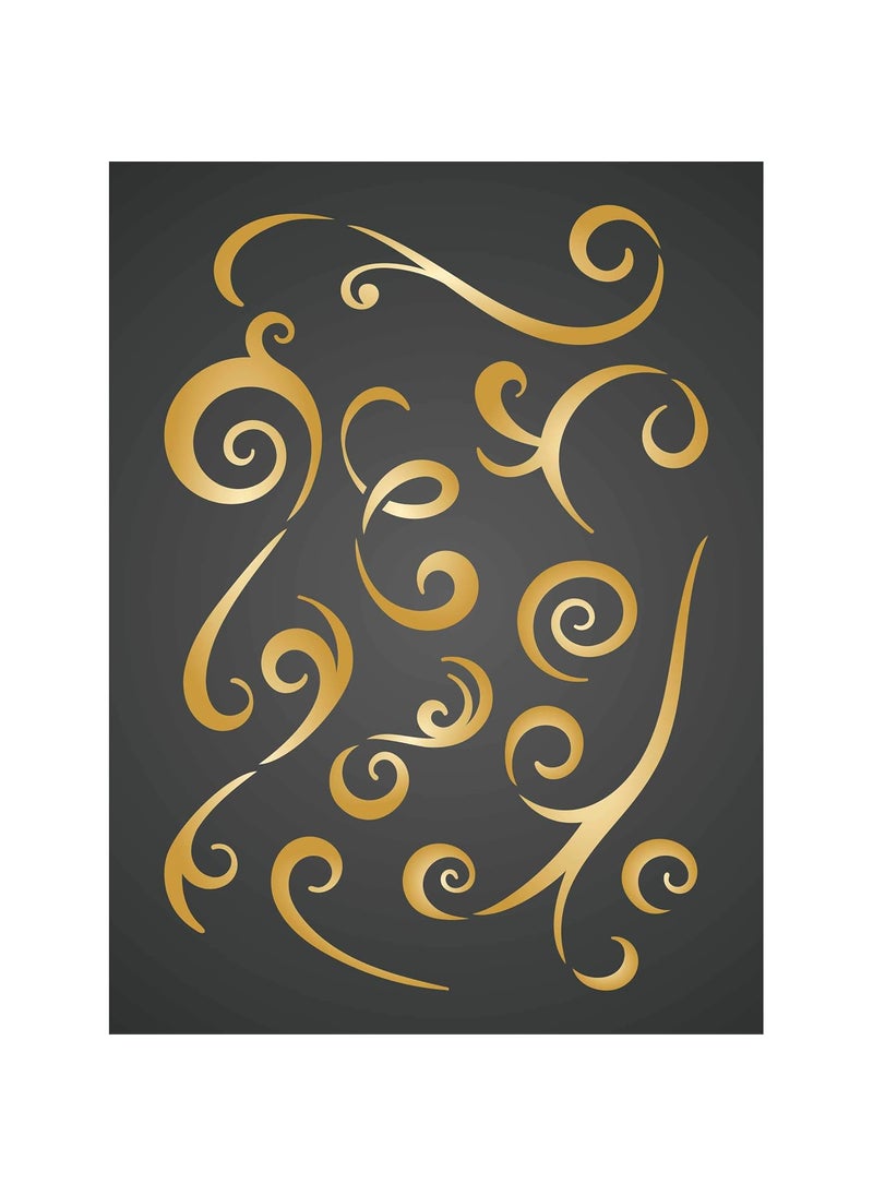 Usnyabni - Ribbons Layering Stencil, 11.43 x 16.51 cm - Use Layering to add Texture and Design to Mixed Media Backgrounds - Image 1