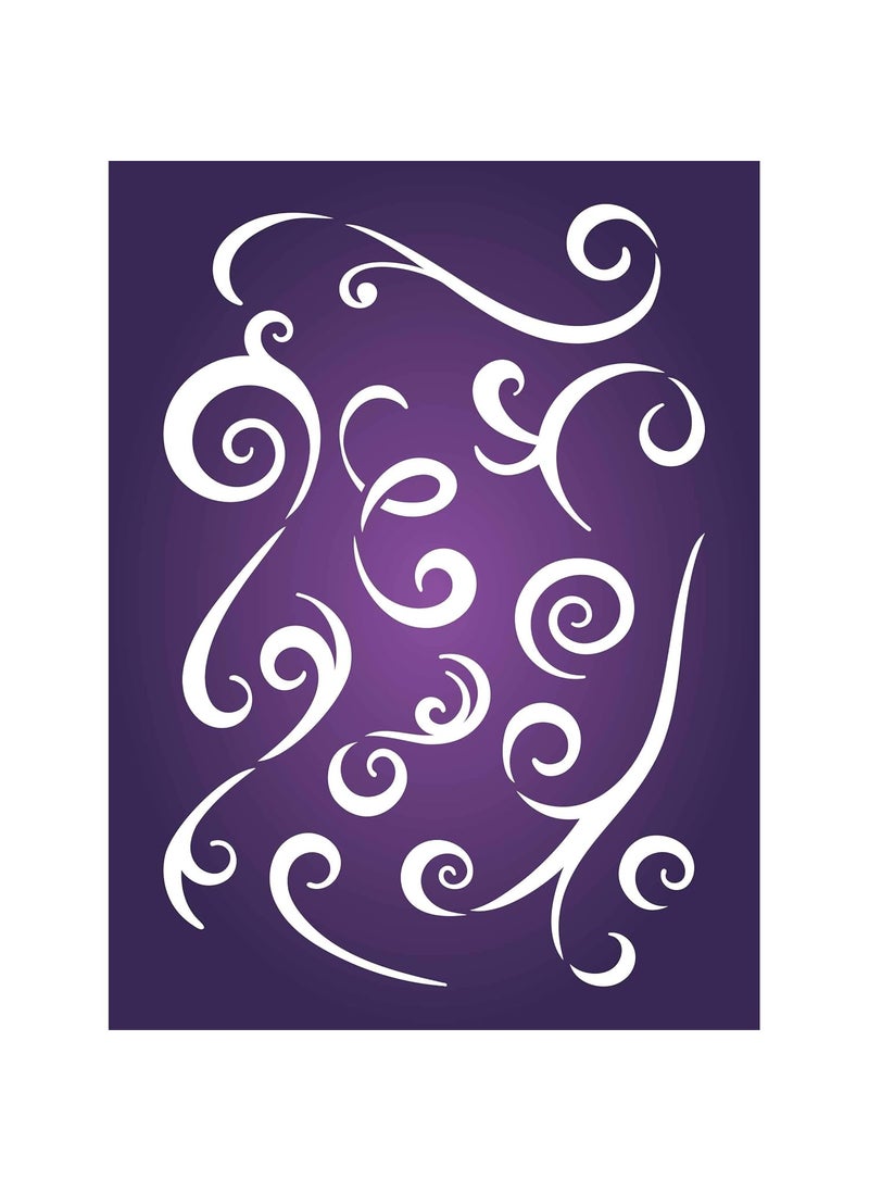 Usnyabni - Ribbons Layering Stencil, 11.43 x 16.51 cm - Use Layering to add Texture and Design to Mixed Media Backgrounds - Image 1