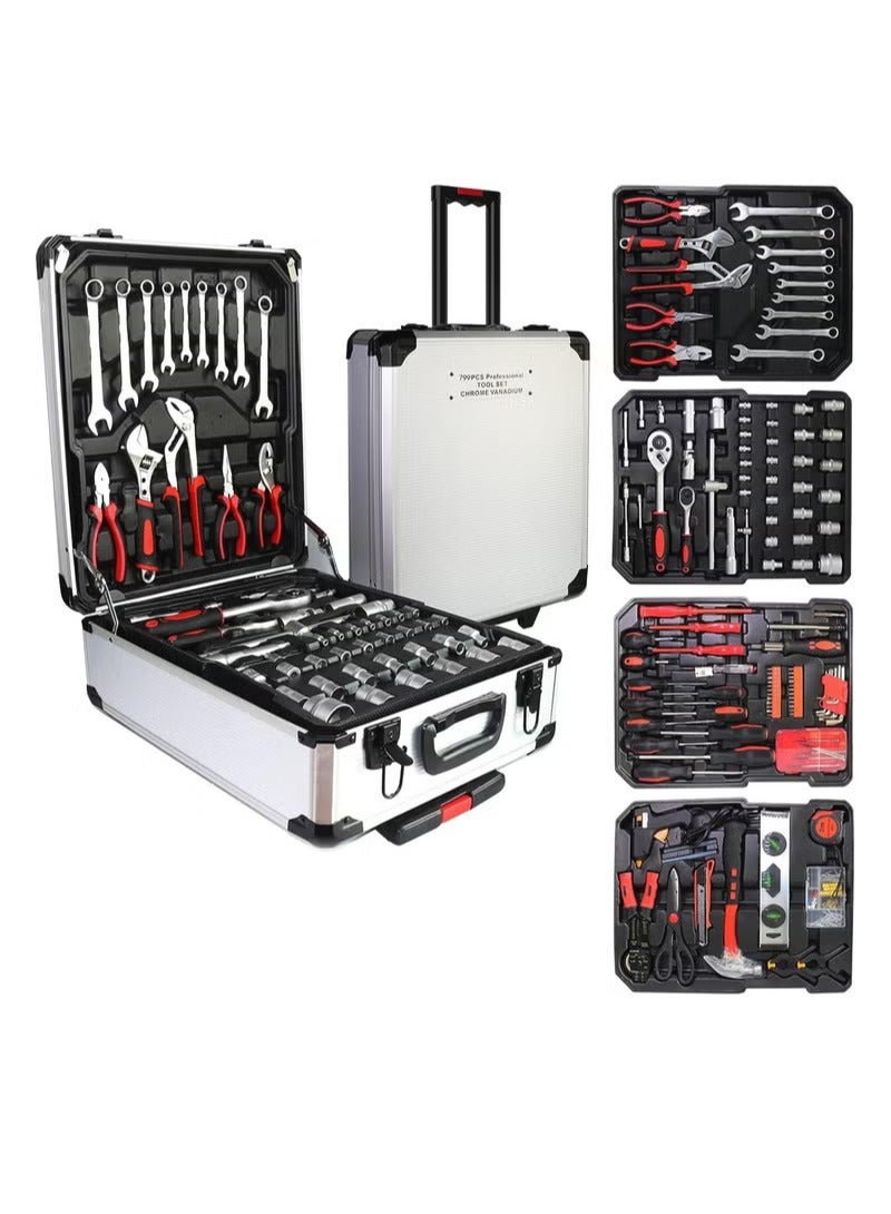 ALongDeng 187-Pcs Home Tool Kit with Toolbox  Screwdriver Set Hammer Pliers Wrench  All-in-One General Repair Tools for Household Automotive DIY Projects - Image 1