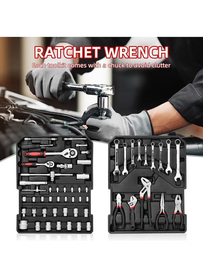 ALongDeng 187-Pcs Home Tool Kit with Toolbox  Screwdriver Set Hammer Pliers Wrench  All-in-One General Repair Tools for Household Automotive DIY Projects - Image 5