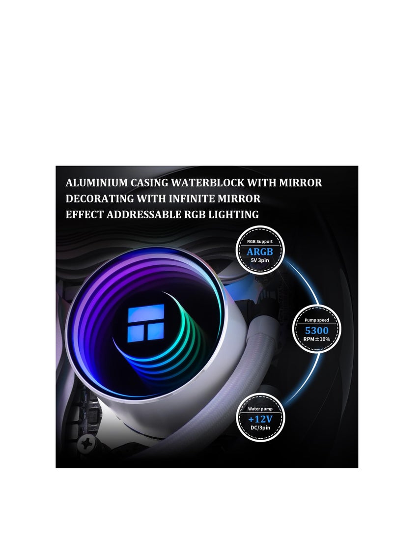 Thermalright Frozen Notte 360 White ARGB Water Cooling CPU Cooler, 360 CPU Cooler Specifications, 3×120mm PWM Fans, S-FDB V2 Bearings, Suitable for AMD/AM4, Intel LGA 1700/1150/1151/1200/2011/2066 - Image 4