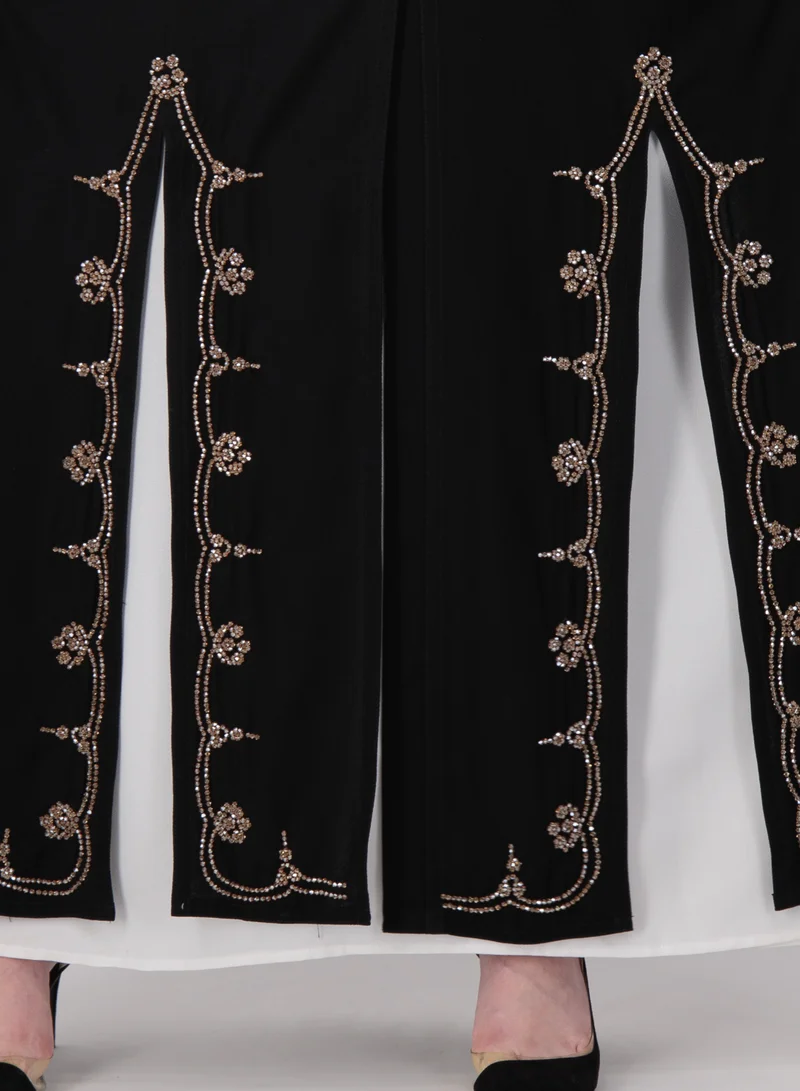 Rosette Abaya Occasional Embroidered Abaya Set with Inner Dress Belt