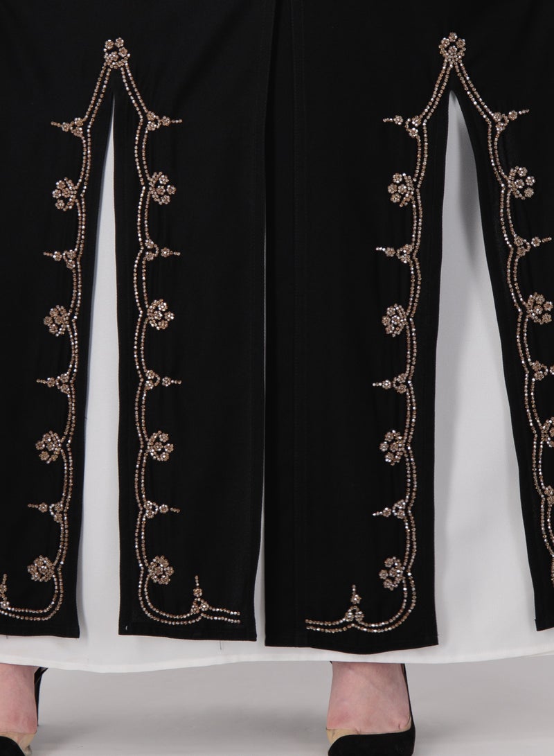 Rosette Abaya Occasional Embroidered Abaya Set with Inner Dress Belt - Image 5