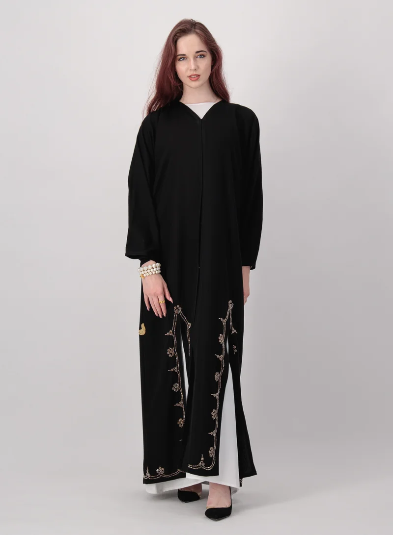 Rosette Abaya Occasional Embroidered Abaya Set with Inner Dress Belt
