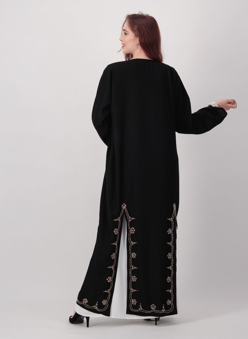 Rosette Abaya Occasional Embroidered Abaya Set with Inner Dress Belt - Image 3