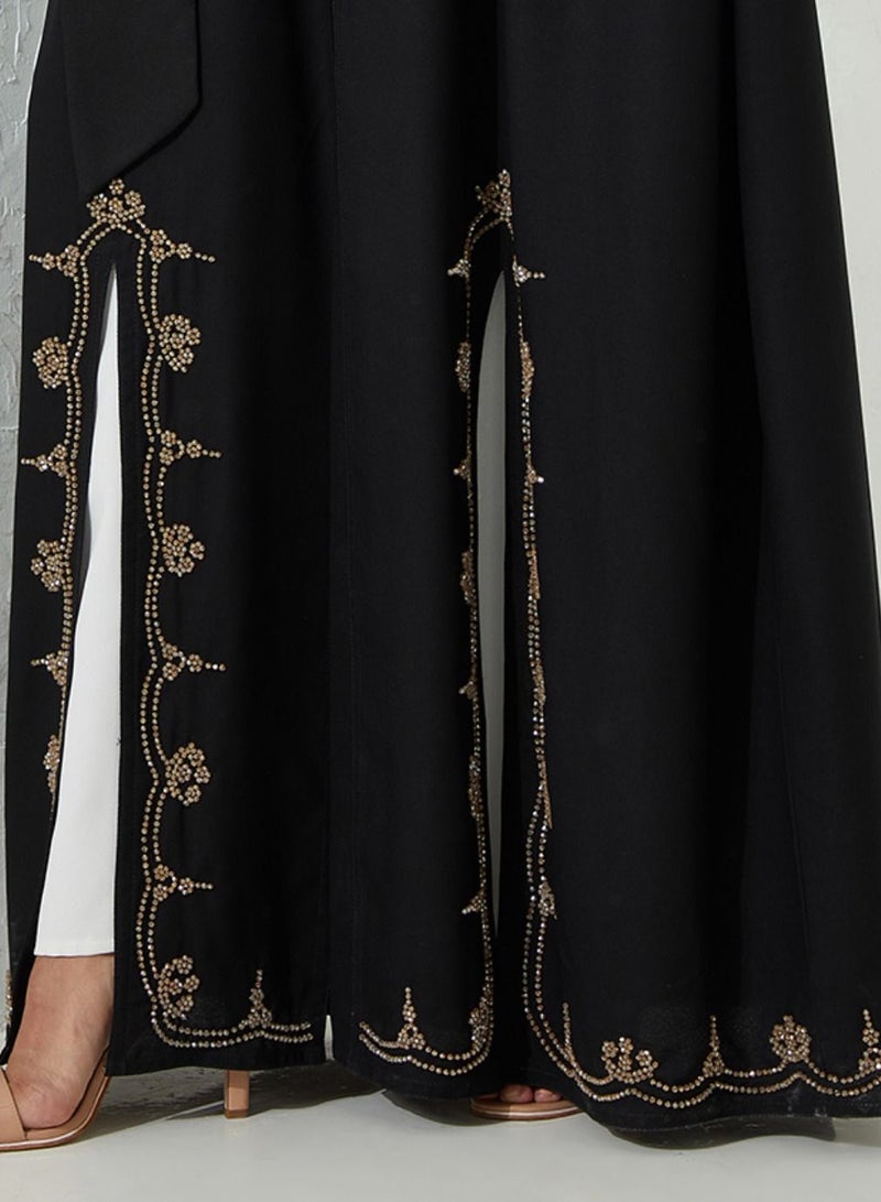 Rosette Abaya Occasional Embroidered Abaya Set with Inner Dress Belt - Image 2