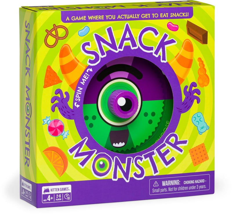 Exploding Kittens Snack Monster 2-6 Players - Ages 4+ - 10 Minutes to Play - Snack Eating Spinner Game - Kid Friendly Card Game, Family Game Night, Snack Time Kids Game - Image 1