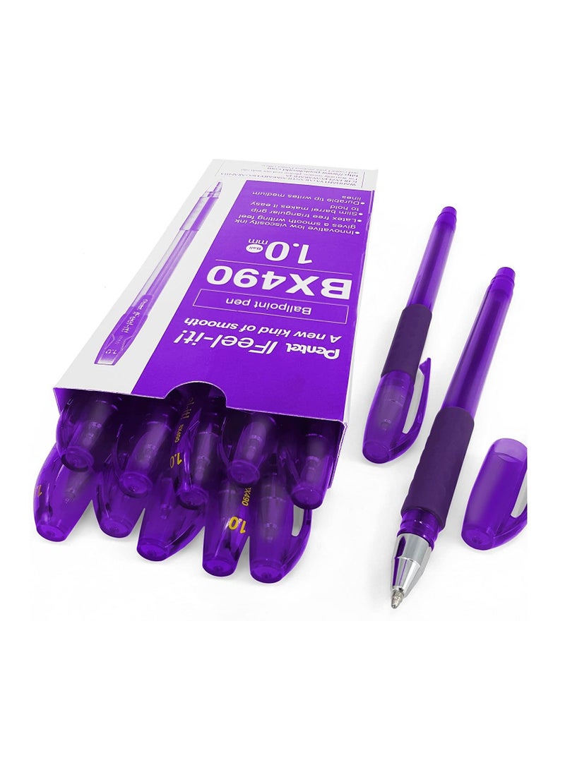 Pentel 12-Piece Ifeel-It Ballpoint Pen 1.0mm Tip Violet Ink - Image 1