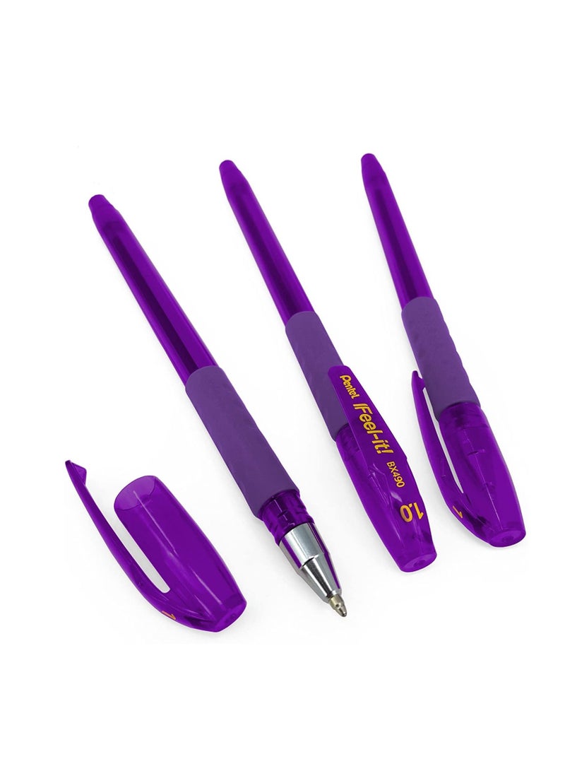 Pentel 12-Piece Ifeel-It Ballpoint Pen 1.0mm Tip Violet Ink - Image 2