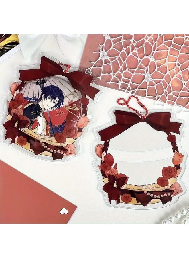 حافظة اليابانية أنيمي لطيفة قوس زهري واضحة واقية 75 ملم جولة حامل شارة - Image 3