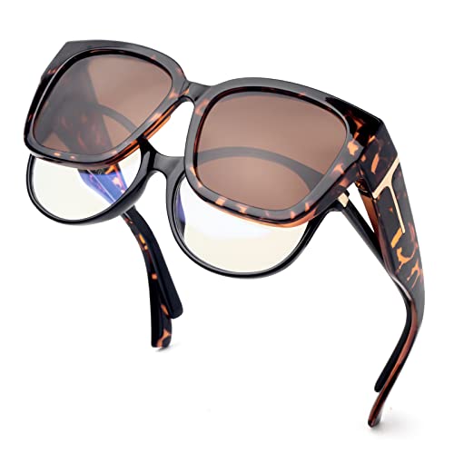Face Shadow Polarized Sunglasses Over Glasses for Women Men, Fit Over Glasses Sunglasses Square Oversized Sunglasses UV Protection Lightweight - Image 1