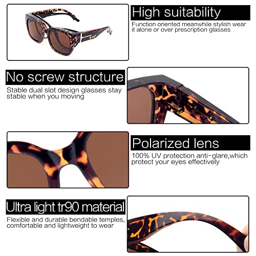 Face Shadow Polarized Sunglasses Over Glasses for Women Men, Fit Over Glasses Sunglasses Square Oversized Sunglasses UV Protection Lightweight - Image 5