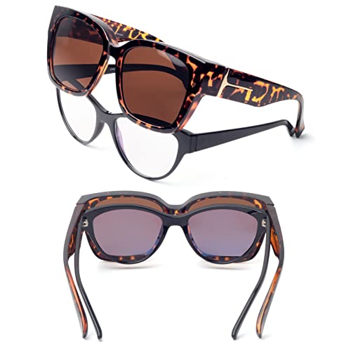 Face Shadow Polarized Sunglasses Over Glasses for Women Men, Fit Over Glasses Sunglasses Square Oversized Sunglasses UV Protection Lightweight - Image 4