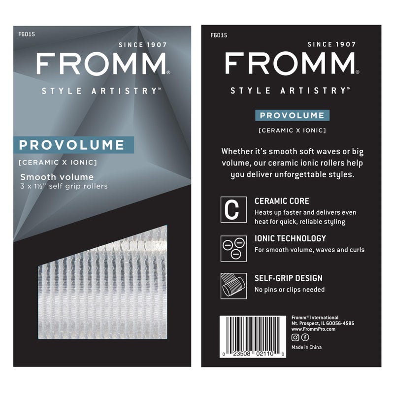 Fromm ProVolume 1.5" Self-Grip Ceramic Ionic Thermal Hair Rollers, 3 Count, Salon Quality Hair Curlers for Shorter or Medium Length Hair, Bangs and Tighter Curls - Image 5