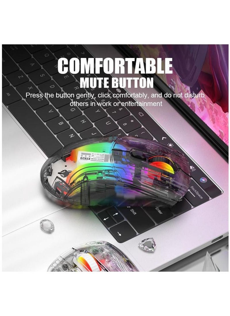 XUNFOX - XYH20 Wireless Three-mode gaming mouse full body transparent design RGB lighting -Black - Image 1
