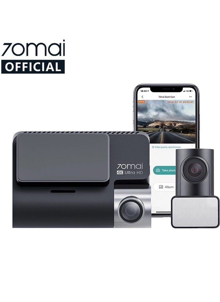 70mai - 70mai 4K Dash Cam A800S, Front and Rear, Super Night Vision with Sony IMX415, 3'' IPS LCD, Built in GPS, Parking Mode, ADAS, Loop Recording, iOS/Android App Control - Image 1