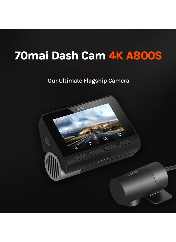 70mai - 70mai 4K Dash Cam A800S, Front and Rear, Super Night Vision with Sony IMX415, 3'' IPS LCD, Built in GPS, Parking Mode, ADAS, Loop Recording, iOS/Android App Control - Image 1