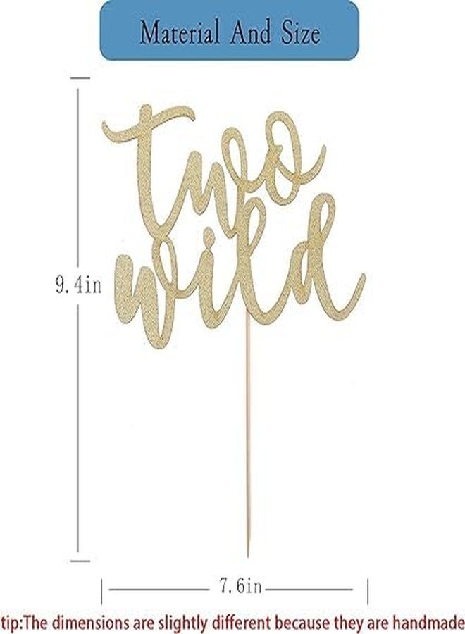 TrifleArte Two Wild Cake Topper | 2nd Birthday Party Gold Glitter | Second Birthday Photo Props | Party Decoration Supplies | Smash Cake Decoration - Image 4