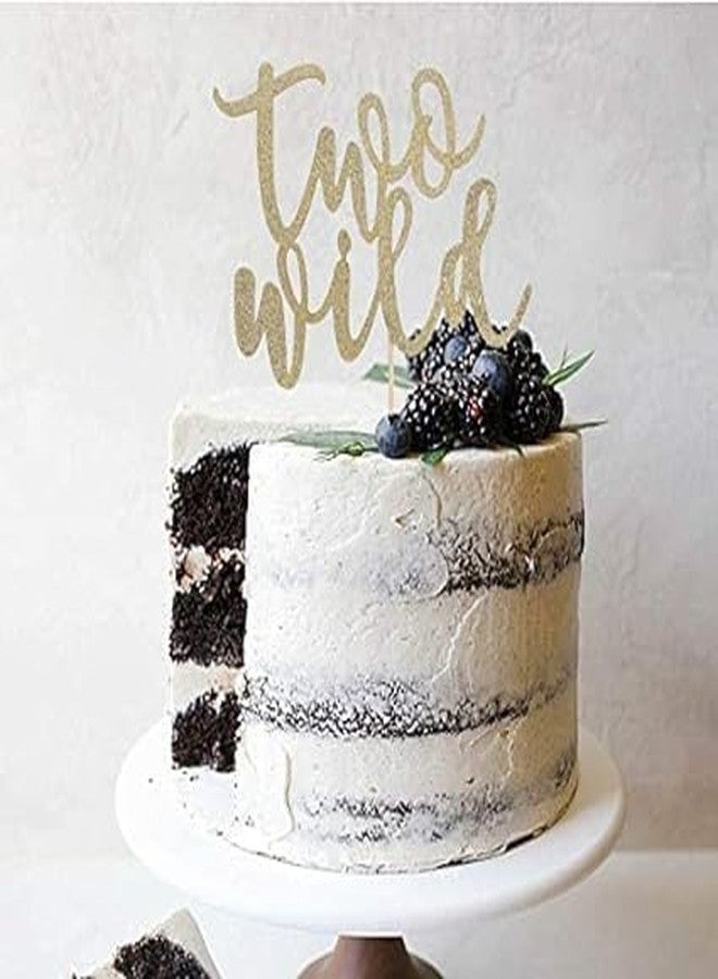 TrifleArte Two Wild Cake Topper | 2nd Birthday Party Gold Glitter | Second Birthday Photo Props | Party Decoration Supplies | Smash Cake Decoration - Image 3