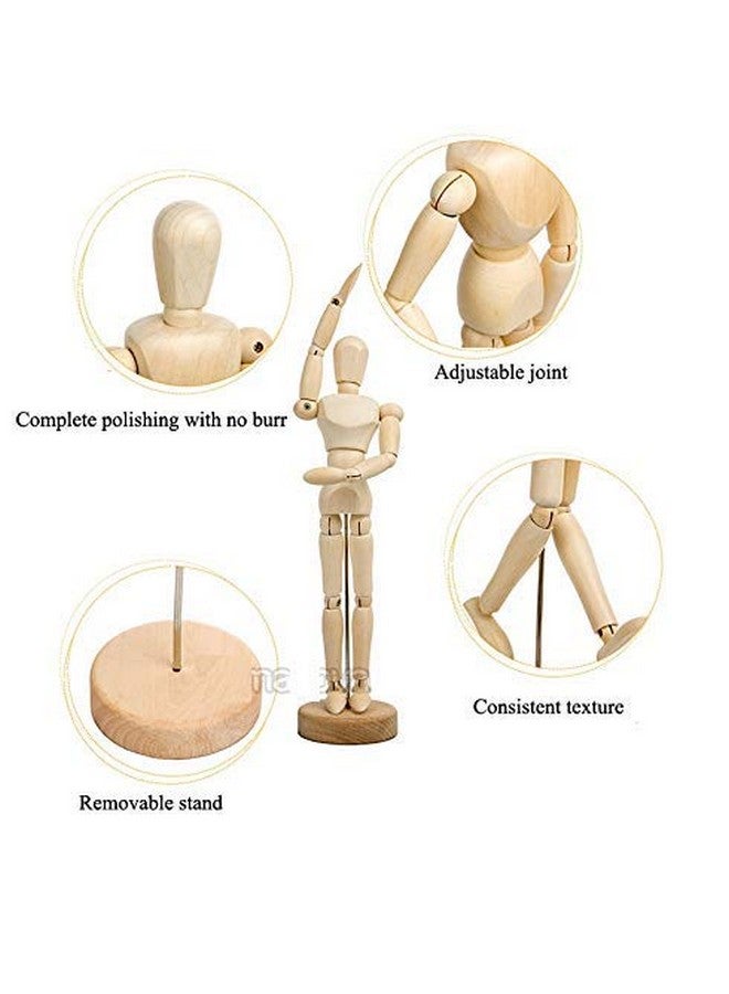 DEZIINE 1pcs 14CM Wooden Manikin Movable Limbs Human Mannequin Model for Artist Sketching Hand Blockhead Puppet Home Decoration - Image 3
