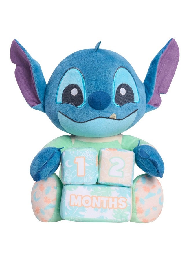 Just Play Disney Baby My First Year Stitch and Milestone Blocks, 10.5-inch Plush Toy, 4-Pieces, Kids Toys for Ages 0 - Image 1