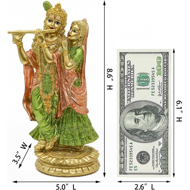 Alikiki Hindu Idol Radha Krishna Statue - Indian God Goddess Figurine Murti Pooja Item Home Office Temple Mandir Puja Item India Buddha Diwali Wedding Gifts Meditation Altar Shrine Kit - Image 3