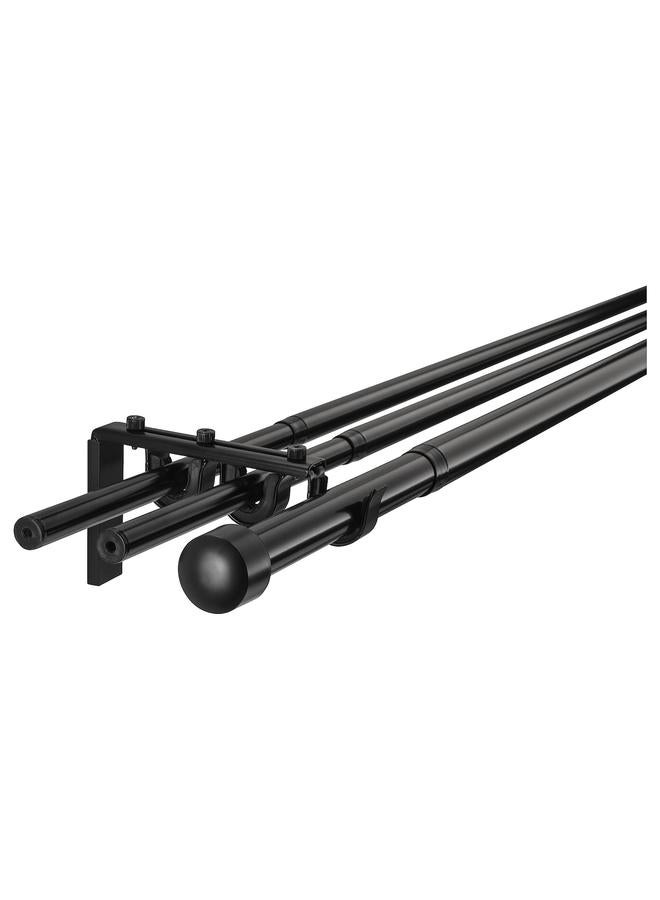 زبون مجموعة قضبان الستائر الثلاثية، أسود، 120-210 سم - Image 1