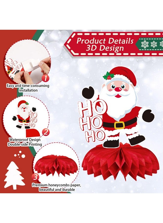 JULMELON Christmas Table Decorations Honeycomb Centerpieces,8 Pcs 3D Double Side Xmas Holidays Table Centerpieces Cute Santa Snowman Table Toppers Decor For Christmas Party Supplies - Image 3