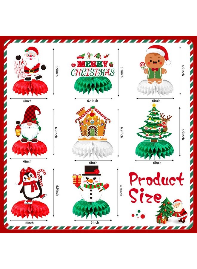 JULMELON Christmas Table Decorations Honeycomb Centerpieces,8 Pcs 3D Double Side Xmas Holidays Table Centerpieces Cute Santa Snowman Table Toppers Decor For Christmas Party Supplies - Image 2
