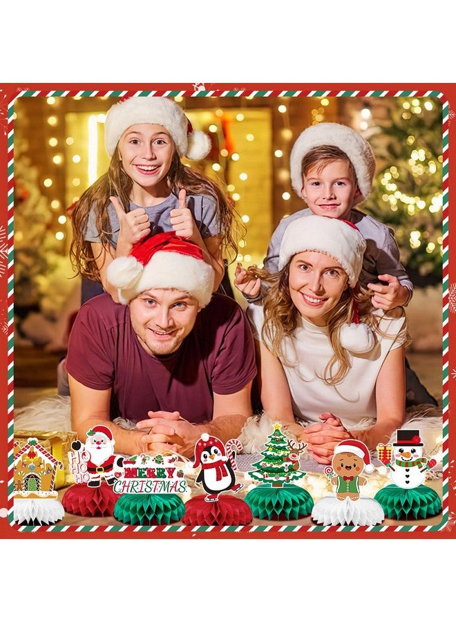 JULMELON Christmas Table Decorations Honeycomb Centerpieces,8 Pcs 3D Double Side Xmas Holidays Table Centerpieces Cute Santa Snowman Table Toppers Decor For Christmas Party Supplies - Image 5