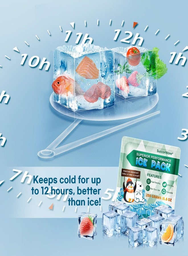 SuccorWare 5 Packs Reusable Ice Packs for Lunch Boxes - 12+ Hour Cooling Ice Gel Pack for Camping, Beach, Office - Ice Packs for Cooler Bag, Cooler Backpacks (250 Grams) - Image 4