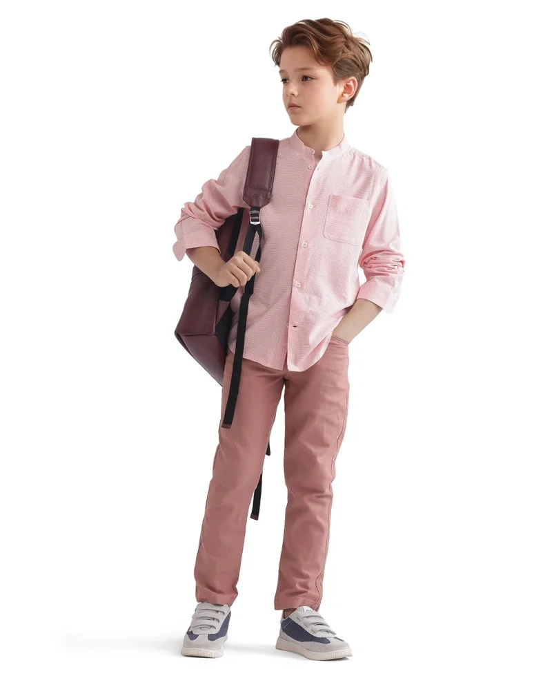 رير ونز Rare Ones Kids Spon Rust Cotton Button & Zip Regular Fit Plain Trouser