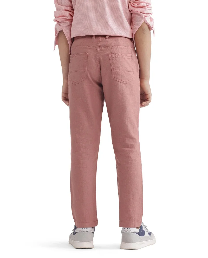 رير ونز Rare Ones Kids Spon Rust Cotton Button & Zip Regular Fit Plain Trouser