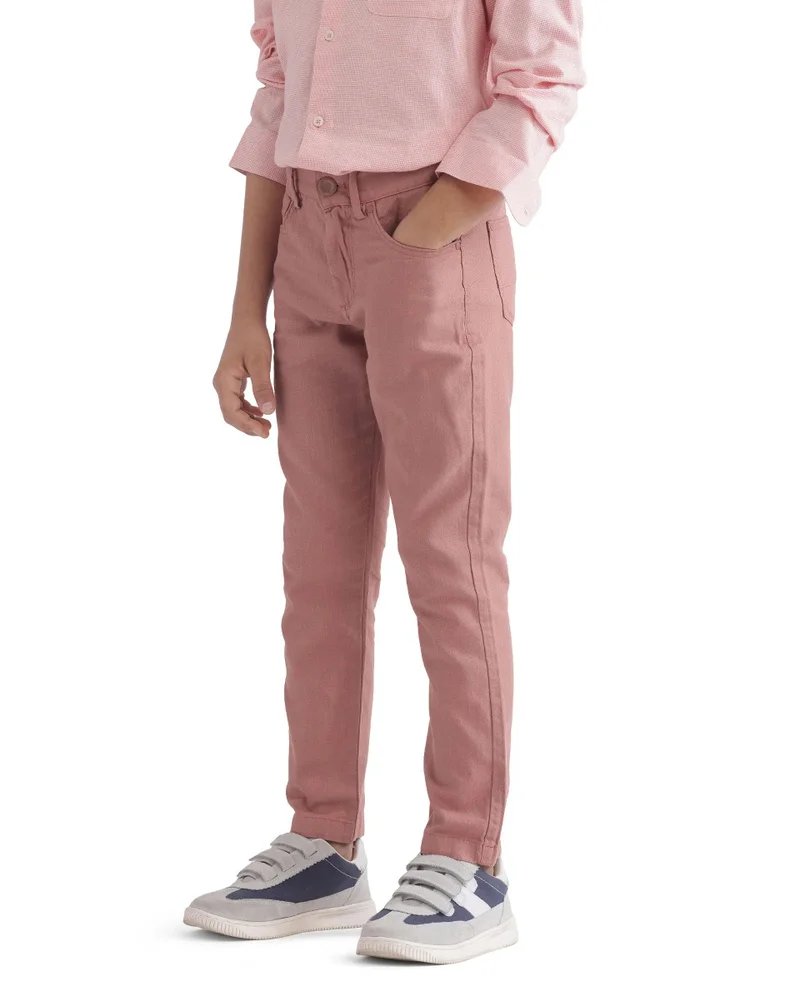 رير ونز Rare Ones Kids Spon Rust Cotton Button & Zip Regular Fit Plain Trouser
