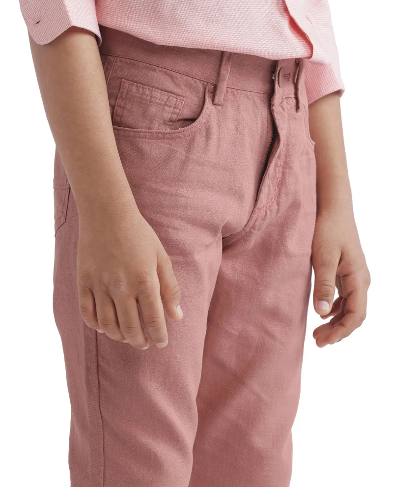 رير ونز Rare Ones Kids Spon Rust Cotton Button & Zip Regular Fit Plain Trouser