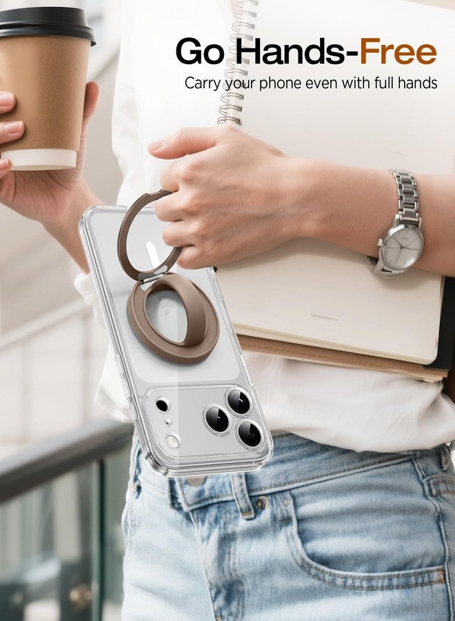 SuydanBox Magnetic Phone Grip, 360° Rotation & 180° Flip Universal Phone Ring Stand, Silicone Phone Ring Holder for Back of Phone for iPhone 17/16/15/14/13/12 Pro Max/Plus, Brown - Image 5