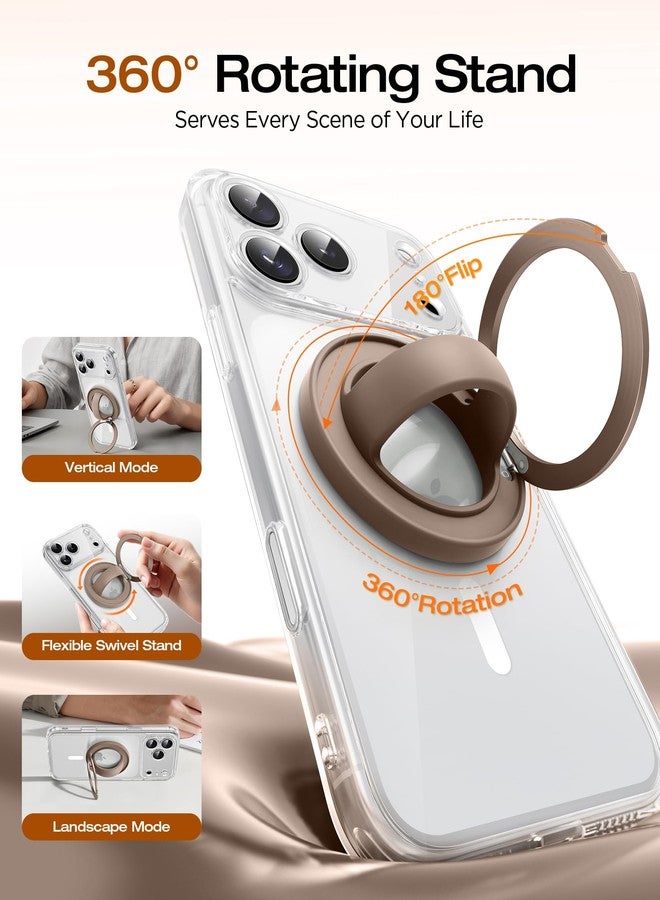 SuydanBox Magnetic Phone Grip, 360° Rotation & 180° Flip Universal Phone Ring Stand, Silicone Phone Ring Holder for Back of Phone for iPhone 17/16/15/14/13/12 Pro Max/Plus, Brown - Image 3