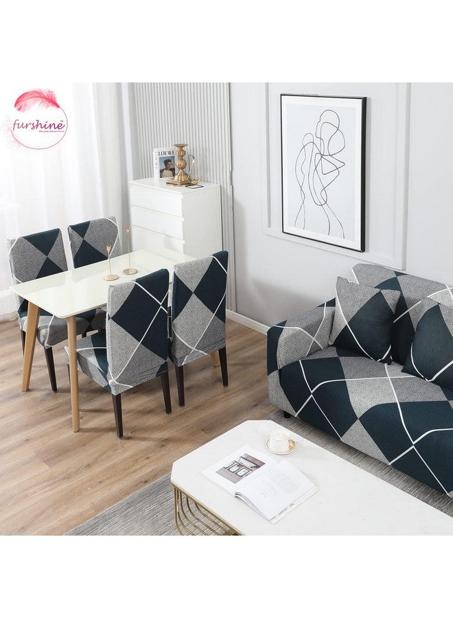 Furshine Blue Rhombus Printed Sofa Cover Stretch Couch Cover Sofa Slipcovers for Living Room, Elastic Sofa Slipcover Universal Couch (Triple Seater 180-230cm) - Image 2