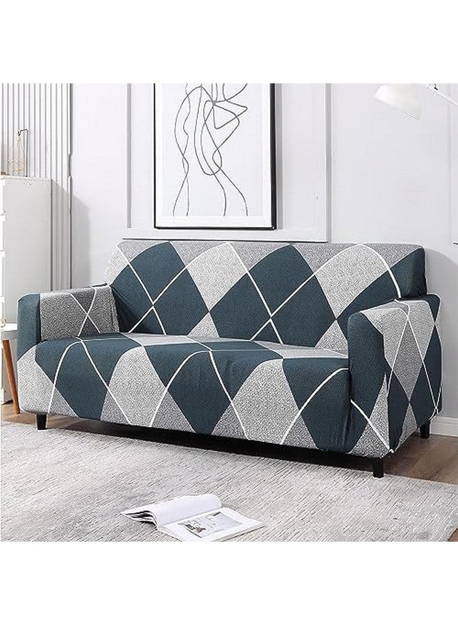 Furshine Blue Rhombus Printed Sofa Cover Stretch Couch Cover Sofa Slipcovers for Living Room, Elastic Sofa Slipcover Universal Couch (Triple Seater 180-230cm) - Image 1