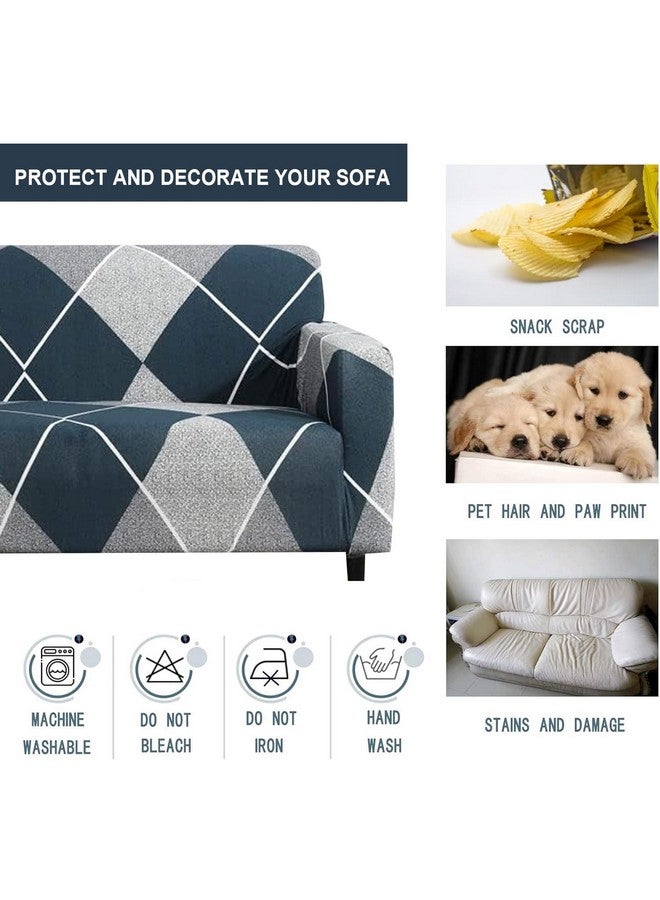 Furshine Blue Rhombus Printed Sofa Cover Stretch Couch Cover Sofa Slipcovers for Living Room, Elastic Sofa Slipcover Universal Couch (Triple Seater 180-230cm) - Image 5