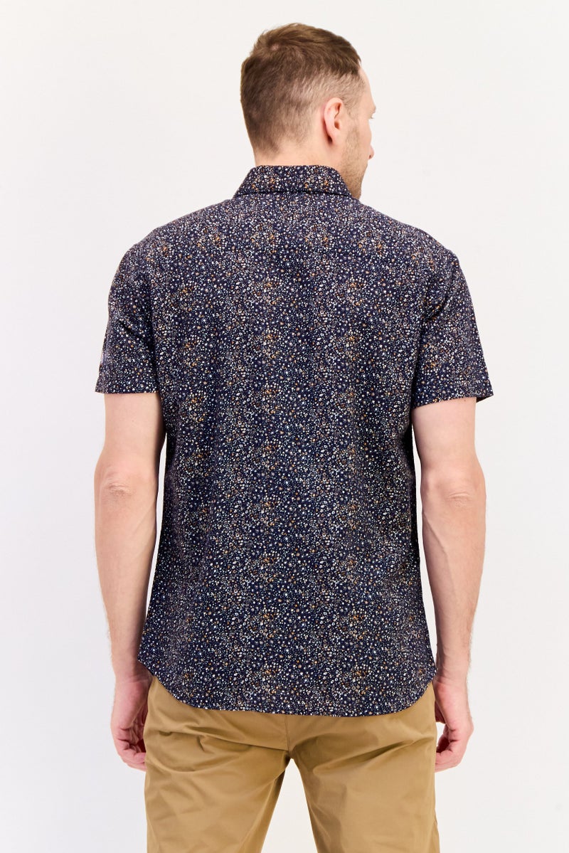 Jack Jones Men Slim Fit  Allover Print Short Sleeve Casual Shirt, Multicolor - Image 2